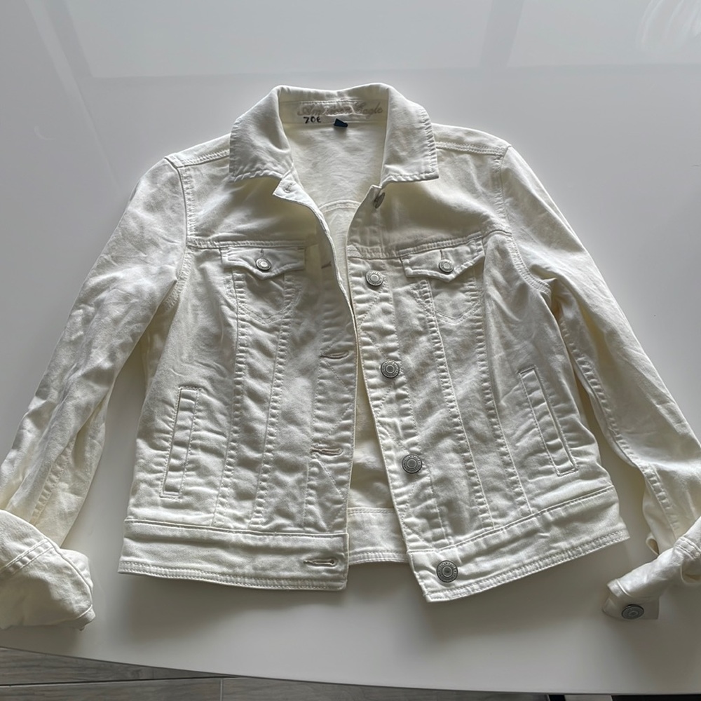 American Eagle White denim jacket